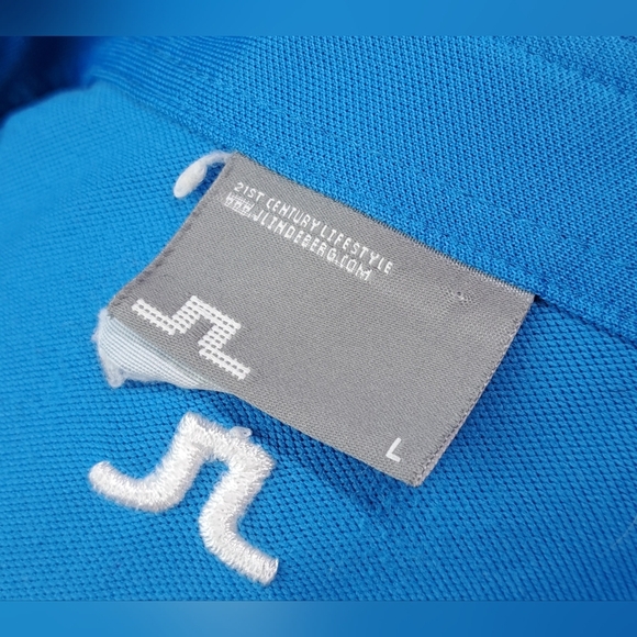 J. Lindeberg Mens Golf Polo Shirt Fieldsensor Fabric Asymmetrical Zip Blue Large - Picture 3 of 16